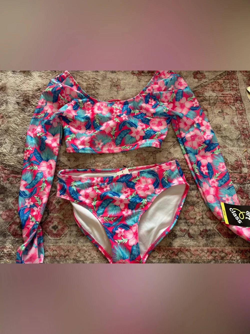 New floral art class two piece swimsuit